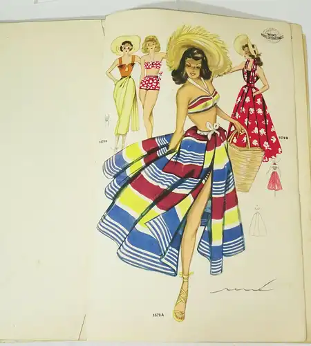 Mode Musterbuch Miroir Robes et Blouses 1950 Rockabilly Fashion Prints Drucke !