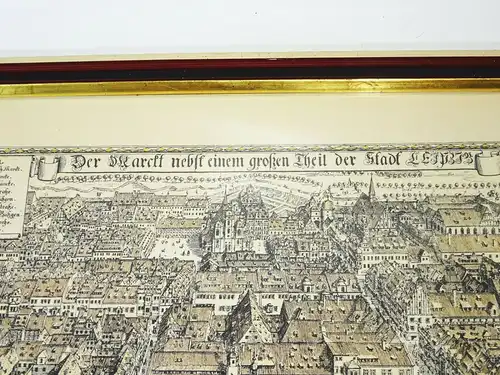 Alter Druck Leipzig Markt nach Schreiber Bilderrahmen Print Vintage