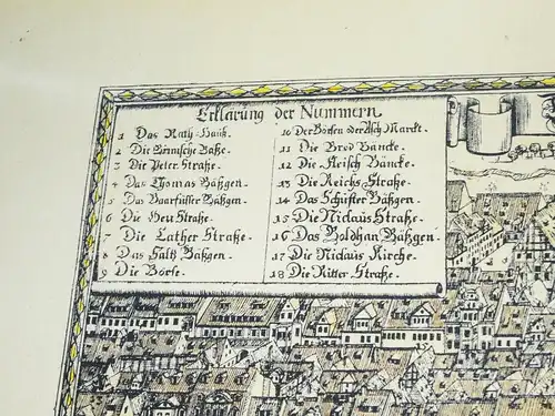 Alter Druck Leipzig Markt nach Schreiber Bilderrahmen Print Vintage