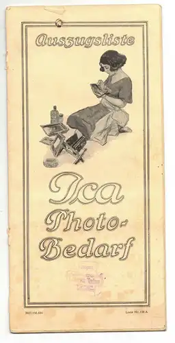 Katalog Auszugsliste Ica Photo - Bedarf Kamera- Zubehör 1920er !