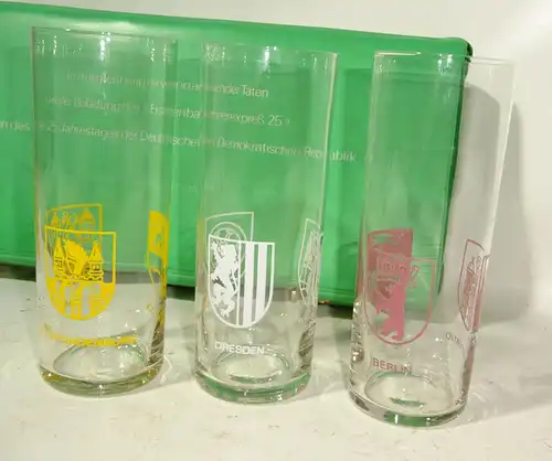 Gläser Set in Anerkennung hervorragender Taten Eisenbahnerexpreß Cottbus 1974 DD