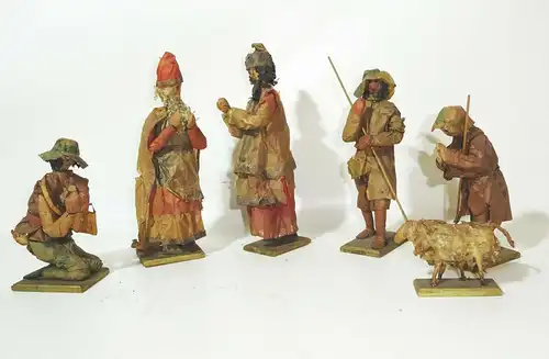 Uralte Weihnachtsfiguren heilige Könige Figuren aus Papier Volkskunst 1850/1900 