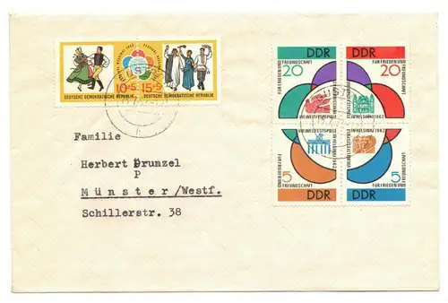 Brief 1962 Güstrow-Münster Viererblock Mi Nr 901-904 + 905 + 906