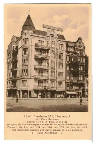 Ak Hotel Frankfurter Hof Hamburg 5 um 1930
