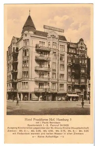 Ak Hotel Frankfurter Hof Hamburg 5 um 1930 