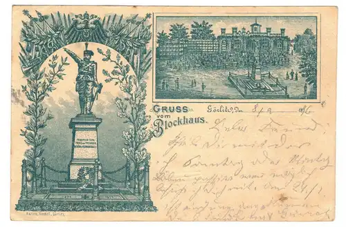 Vorläufer ? Ak Gruss vom Blockhaus Görlitz 1896 Bahnpost Zug 80 Litho 