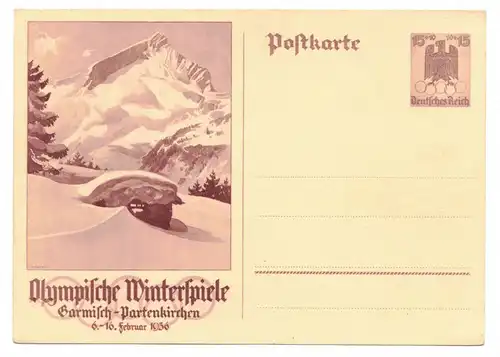 Ganzsache Olympische Winterspiele Garmisch Partenkirchen 1936 Postkarte P258 (B6