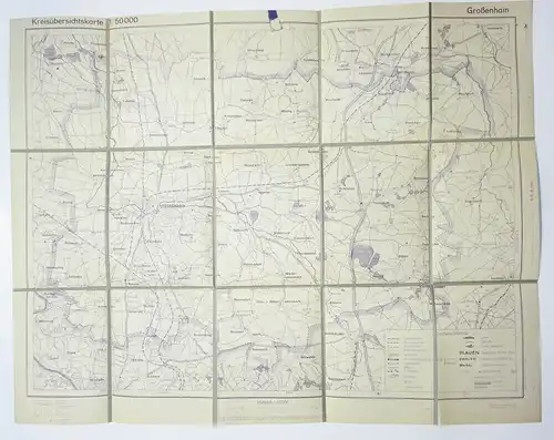 Alte Leinen Landkarte Großenhain 1:50.000 Vintage ! (L