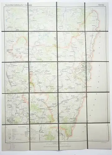 Alte Leinen Landkarte GÖRLITZ Land 1:50.000 Vintage ! (L