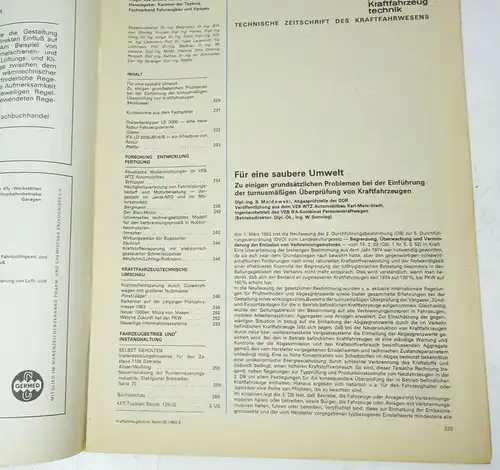 KFT Kraftfahrzeugtechnik Zeitschrift 8 / 1983 Robur LO/LD 3000 Zastava 1100 !