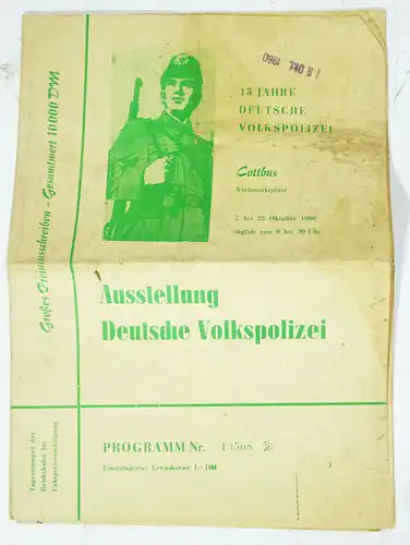Programm Deutsche Volkspolizei 1960 Cottbus KVP DDR MdI (D7