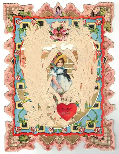 USA Kulissenkarte Valentinstag To my Love 3D 1925 Whitney Worcester Valentine D7