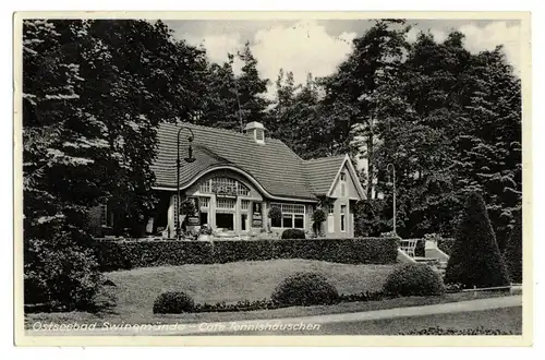 Ak Ostseebad Swinemünde Cafe Tennishäuschen Świnoujście 1938 ! (A4140