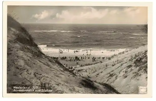 Ak Westerland Sylt Dünendurchblick zum Südbad 1930er (A4142