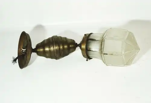 Alte Deckenlampe mit Lampenzug Messing Vintage Deko Lampe Leuchte 