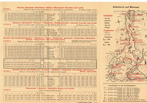 Prospekt Fahrplan Fahrten 1960 Stern und Kreisschifffahrt Berlin Steglitz (H8