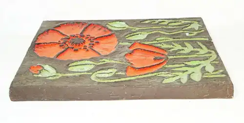 DDR Keramik Wandbild Blumen 1970er Jahre Retro Ära Vintage Deko Wandplatte !