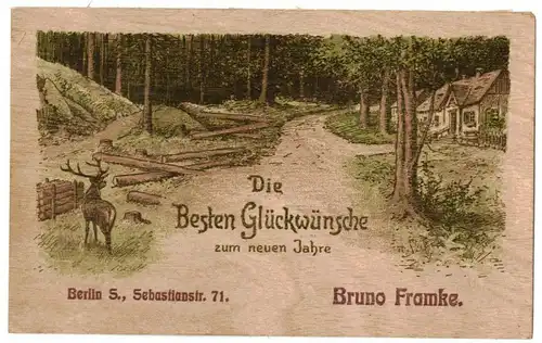 Holz Ak Neujahr Glückwunsch Berlin S Sebastianstraße 71 Bruno Franke  (A4092