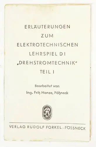 Kartenspiel Quartett Lerne spielend Elektrotechnik Drehstrom Teil 1 selten 1960
