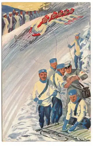Künstler Ak Bergrettung Sanitäter Hirschberg Riesengebirge 1915