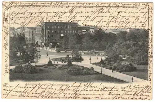 Litho Ak Berlin W. Lützowplatz und Herkulessäule 1904 (A4053