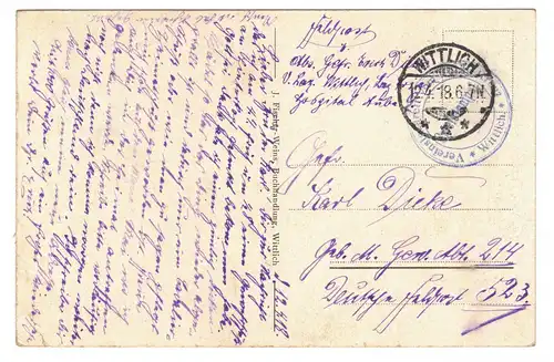 Ak Wittlich Bahnhofstraße mit Kriegerdenkmal 1918 Feldpost (A4089