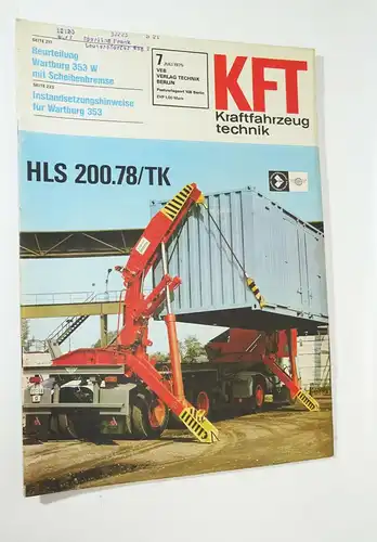 KFT Kraftfahrzeugtechnik Zeitschrift 7 Juli 1975 HLS800.78/TK Wartburg 353