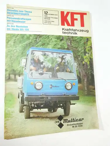 KFT Kraftfahrzeugtechnik Zeitschrift 12 Dezember 1979 Multicar M25 Skoda 105/120