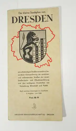 Der kleine Stadtplan von Dresden 1950 ! (H3