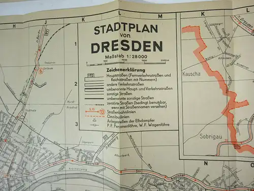 Der kleine Stadtplan von Dresden 1950 ! (H3