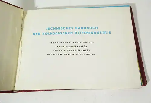 Technisches Handbuch der volkseigenen Reifenindustrie 1957 DDR (B6