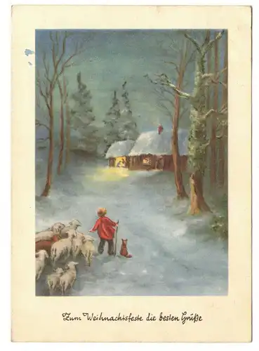 Ak Weihnachten Schäfer Hirte Schafe 1953 München nach DDR FFV901  ! (A4068