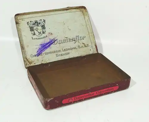 Alte Zigaretten Blechdose Lesmona Damenflor Bremen Cigaretten Fabrik 25er Dose