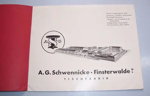 Katalog A.G. Schwennicke Finsterwalde Tischfabrik Tische um 1935 Design !