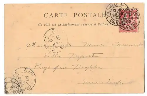 Litho Ak Trouville sur Mer Les Jetees au Moment de la Marée France 1902 