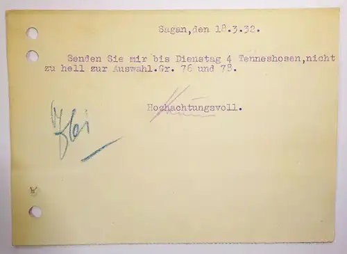 Werbe Postkarte Gustav Krause Sagan Schlesien 1932 Herren Kleidung ! (B1