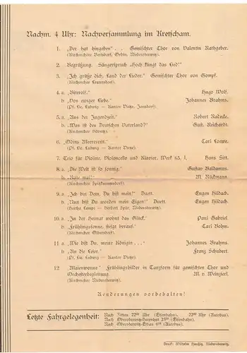 Dokument Programm Choral Feier Kirchenchöre Ephorie Zittau Niederoderwitz 1933