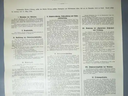 Plakat Arbeits-Ordnung 1913 Steinnuß Knopffabrik Schimmel Schmieder Schmölln S.A