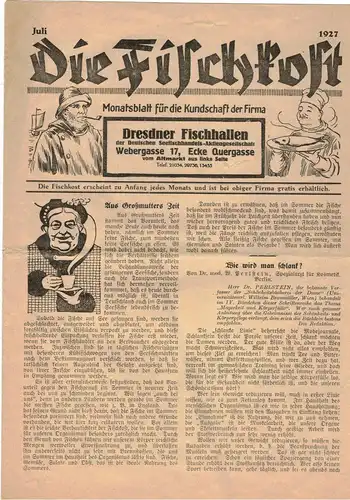 Die Frischkost Juli 1927 Monatsblatt Dresdner Fischhallen Webergasse  (D6