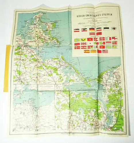 Touristenkarte Landkarte Rügen Swinemünde Stettin Gustav Müller 1:300.000 (L
