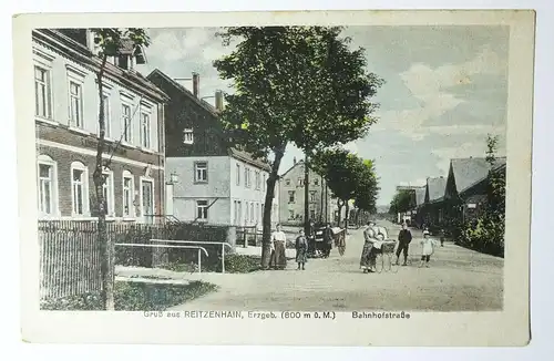 Ak Gruß aus Reitzenhain Erzgebirge Bahnhofstraße Koloriert 1922 (A3997