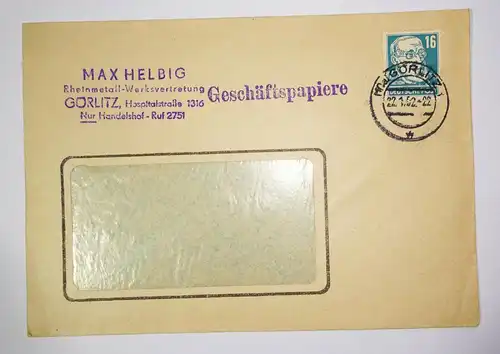 Werbe Brief 1952 Max Helbig Rheinmetall Görlitz ! (B1