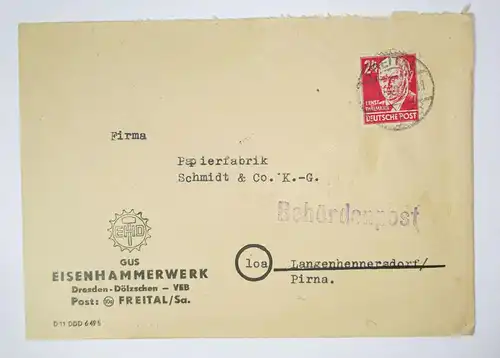 Werbe Brief 1949 Eisenhammerwerk Dresden - Dölzschen Freital ! (B1