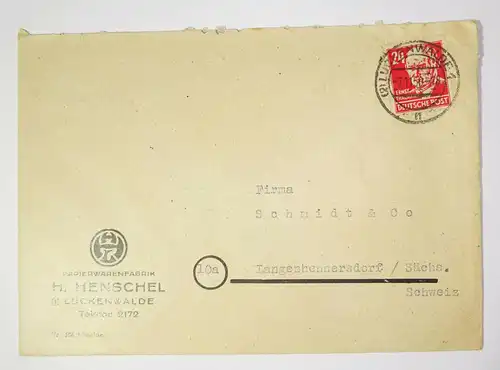 Werbe Brief 1950 Papierwarenfabrik Henschel Luckenwalde  ! (B1