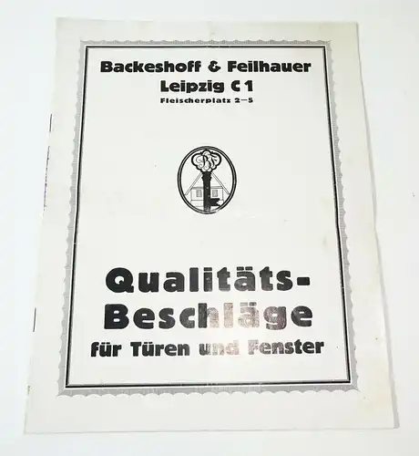 Prospekt Fensterbeschläge Türbeschläge Backeshoff & Feilhauer Leipzig 1930er (D7