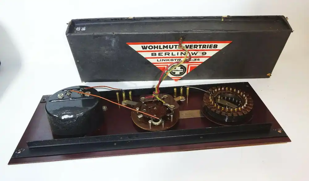 Wohlmuth Reizstromgerät mit Originalkarton zum herrichten um 1900 ! 9