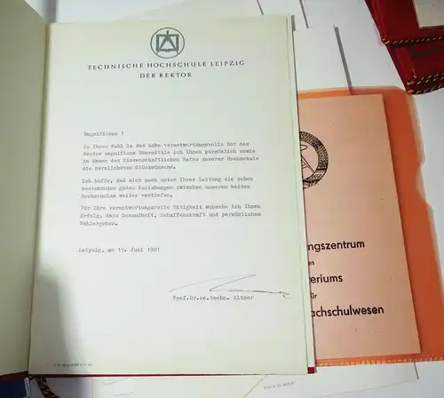 Nachlaß Dankesschreiben Hochschule DDR Kernphysik Prof.Dr. Minister Mitzinger !