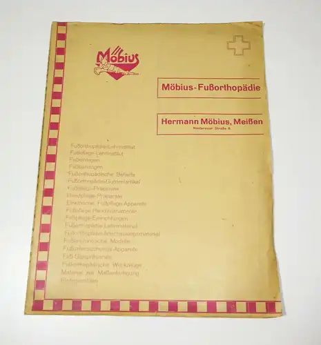 Katalog Schuheinlagen Möbius Fußorthopädie Meißen Reklamematerial um 1935 !