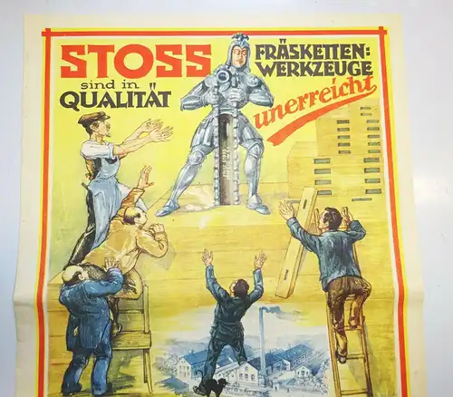 Werbeblatt Kettensäge Fräskettenwerkzeuge Fritz Stoss Leipzig 1930er Deko