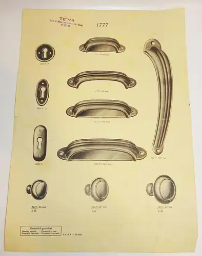 Konvolut Blätter aus Musterbuch Beschläge Schubladengriffe Möbelbeschläge (D
